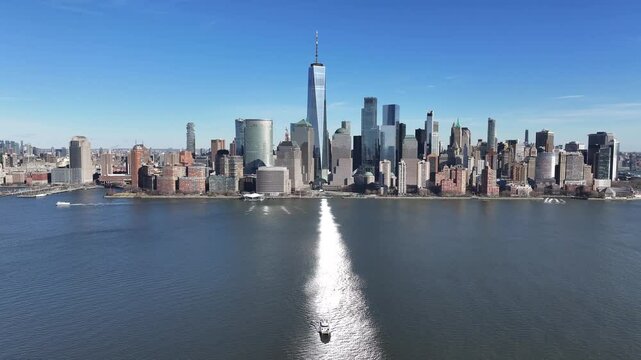 Downtown New York At Manhattan In New York United States. Downtown City. Business District Scenery. Downtown New York At New York United States. One World Trade Center Building. 