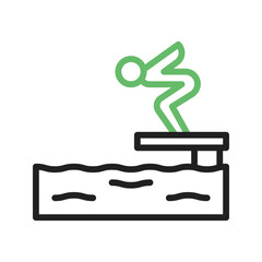 Jumping in Water icon vector image. Suitable for mobile apps, web apps and print media.
