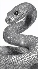 Fototapeta premium Detailed illustration of a snake with a sparkling, diamond-like texture.