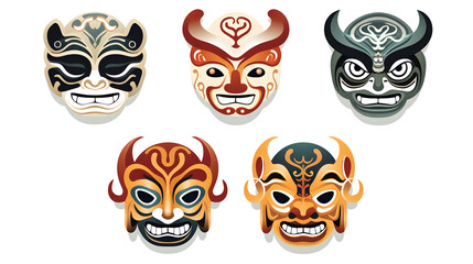 Korean Traditional Mask Cartoon Vector Illustration for Cultural Designs