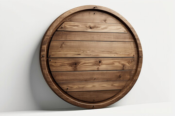 Fototapeta premium round wooden sign board or shield isolated on white or transparent png