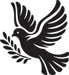 Fototapeta premium Dove Bird Black Silhouette Vector, Peace Symbol Clipart & Elegant Flying Bird Design