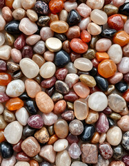 Heap of vibrant multicolored semi-precious gemstones for stunning backgrounds and wallpapers, minimalism. with white shades