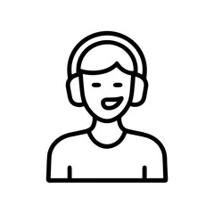 Young person listening to audio tour with headphones and smiling  
