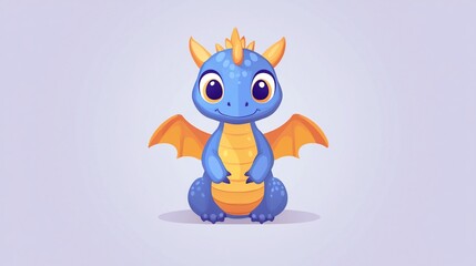 Cute Dragon, Sitting, Pastel Background