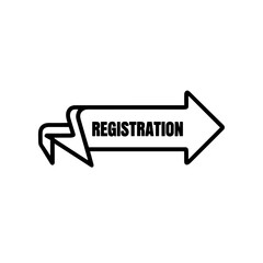 Fototapeta premium Registration arrow sign indicating direction for Open campus university tour 