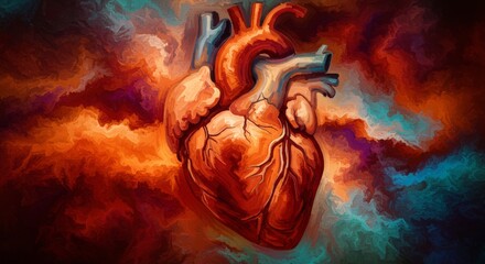 Abstract Heart Artwork Symbolizing Life Force and Emotional Depth in Vibrant Colors
