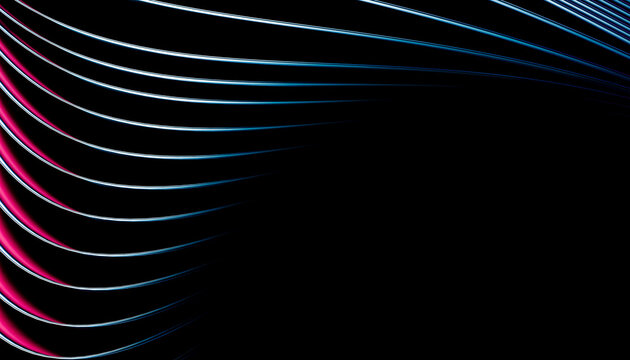 Abstract metallic curves with neon highlights