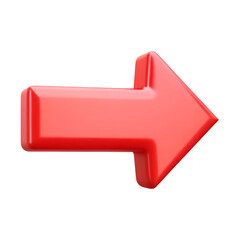 Vivid red arrow points forward symbolizing direction on transparent background