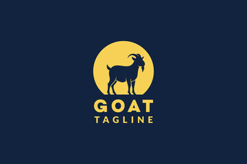goat logo design vector illustration. goat silhouette logo template