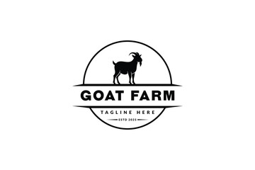 goat farm logo design vector illustration. goat silhouette logo template