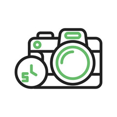 Timer on Camera icon vector image. Suitable for mobile apps, web apps and print media.
