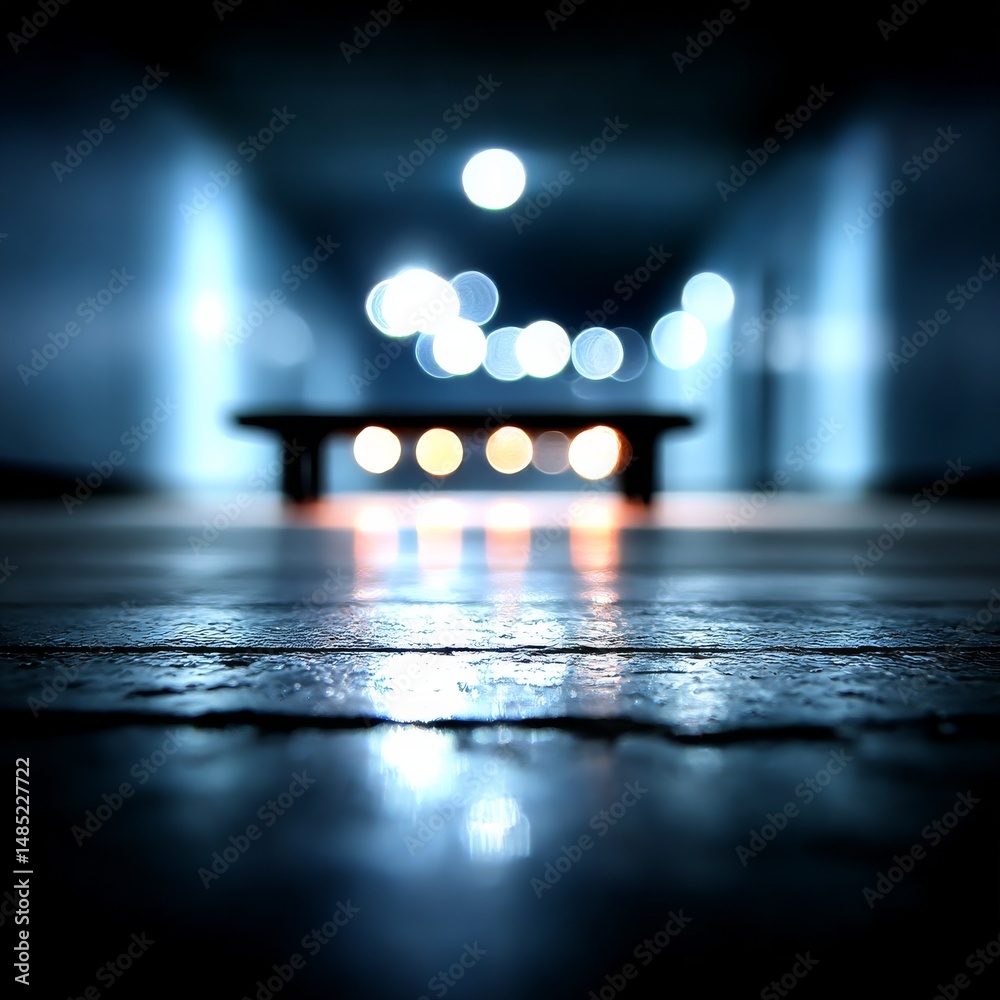 Poster abstract reflections: illuminated bokeh on a dark, textured surface - a mystical night scene