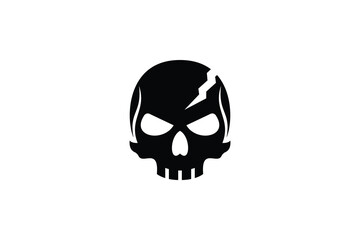 human skull head logo design vector illustration. skull silhouette logo template