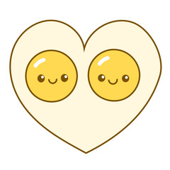 Cute and Whimsical Heart-Shaped Design Featuring Two Smiling Fried Eggs, Perfect for Food Lovers and Illustrations About Love and Friendship