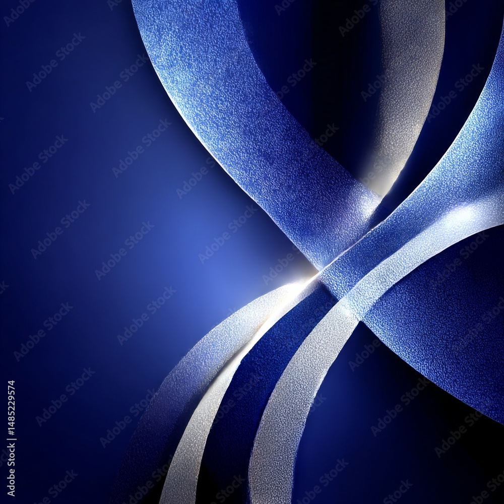 Aufkleber elegant abstract: intersecting textured bands on deep blue background, luminous center point