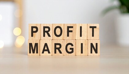 Profit margin closeup on minimalist table soft ambient light business concept photography