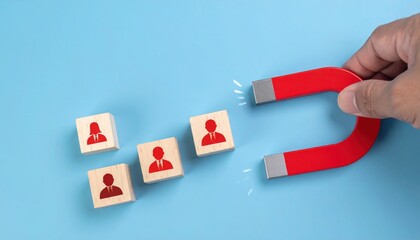 Magnet attracting talent acquisition professionals business environment marketing strategy visual concept