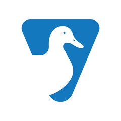 Initial Duck Logo combine with letter V vector template