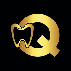 Initial Dentist Logo Combine With Letter Q Vector Template
