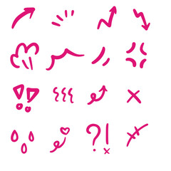 Vibrant Collection of Hand-Drawn Markers and Doodles in Pink Shades for Creative and Artistic Designs