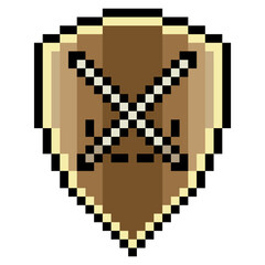 Shield with pixel art style
