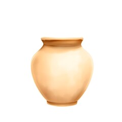 Watercolor Clipart Illustration of Stylish Ceramic Pot with Isolated Background