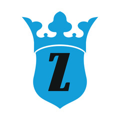 Crown and Shield Logo combine with letter Z vector template