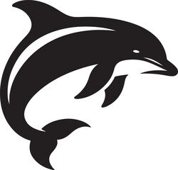 Fototapeta premium Dolphin Fish Black Silhouette Vector, Marine Animal Clipart & Ocean Life Design