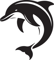 Obraz premium Dolphin Fish Black Silhouette Vector, Marine Animal Clipart & Ocean Life Design