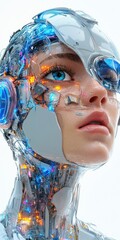 Futuristic Woman with Cybernetic Enhancements and Complex Mechanical Body