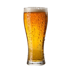 Tall Glass of Amber Beer with Bubbles isolated PNG or Transparency Background