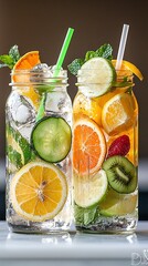 Refreshing Summer Fruit Infused Water in Mason Jars