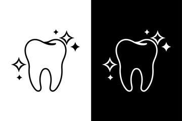 Human Tooth Silhouette Vector Icon Black and White Dental Design.