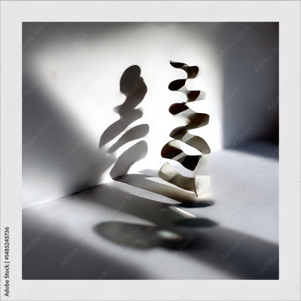 Aufkleber abstract spiral sculpture with shadow and light: a study in form, contrast, and geometric simplicity