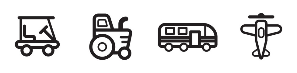 truck, bus, plane icon set. Vehicle sign symbol icon. Transport vector illustration eps 10