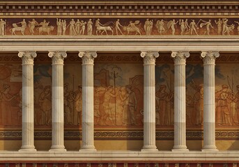 Naklejka premium Ancient Echoes: A Frieze's Tale