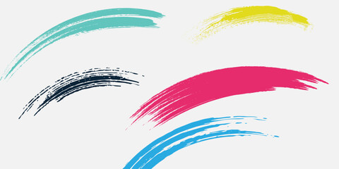 Brush strokes vector. yellow, blue, dark blue, backgrounds. Colorful set of text boxes. Paintbrush collection. Dirty brush texture banners.