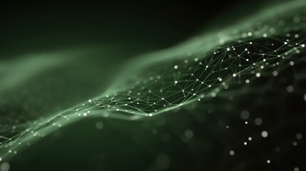 Abstract Green Network Connection Visualizing Data Flow in a Technological Landscape Close Up Perspective for Science and Technology