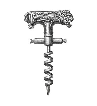 Detailed lion head corkscrew design showcasing intricate craftsmanship and elegance for collectors and wine enthusiasts