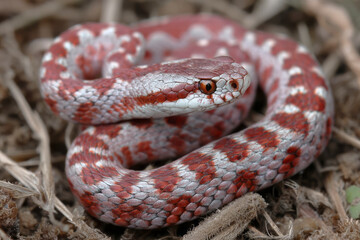 Obraz premium Captivating Red and White Adder on Display