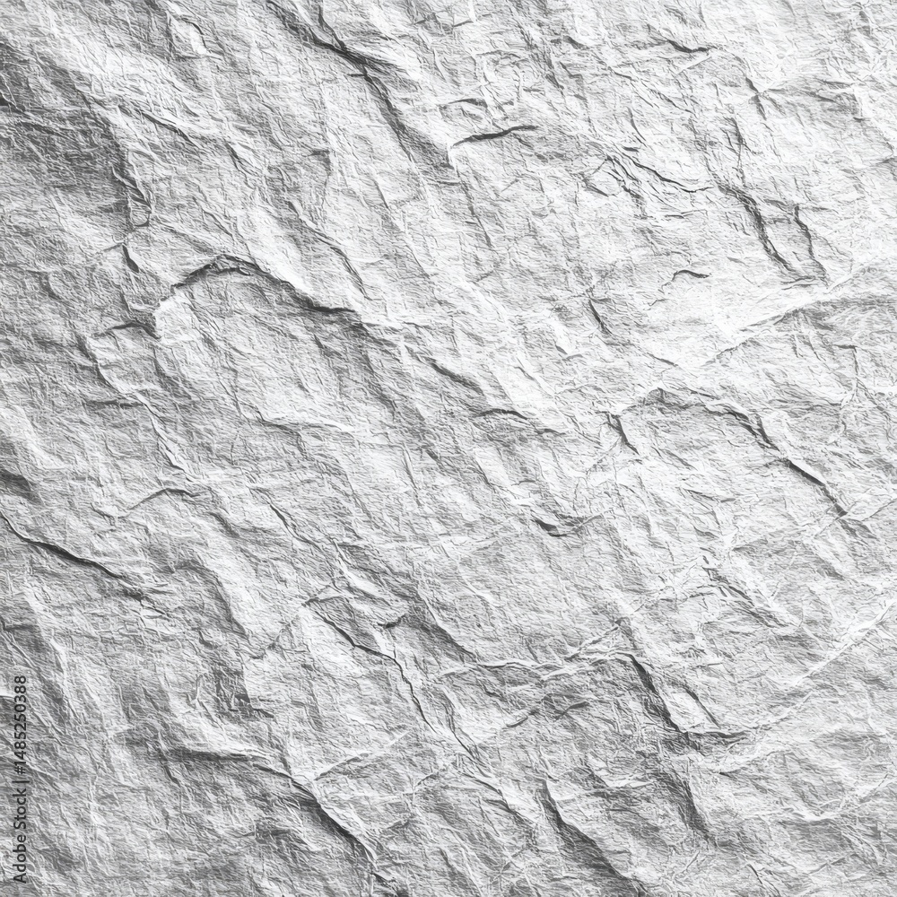 Poster silver serenity: a study in wrinkles and light on metallic paper, revealing texture and dimension