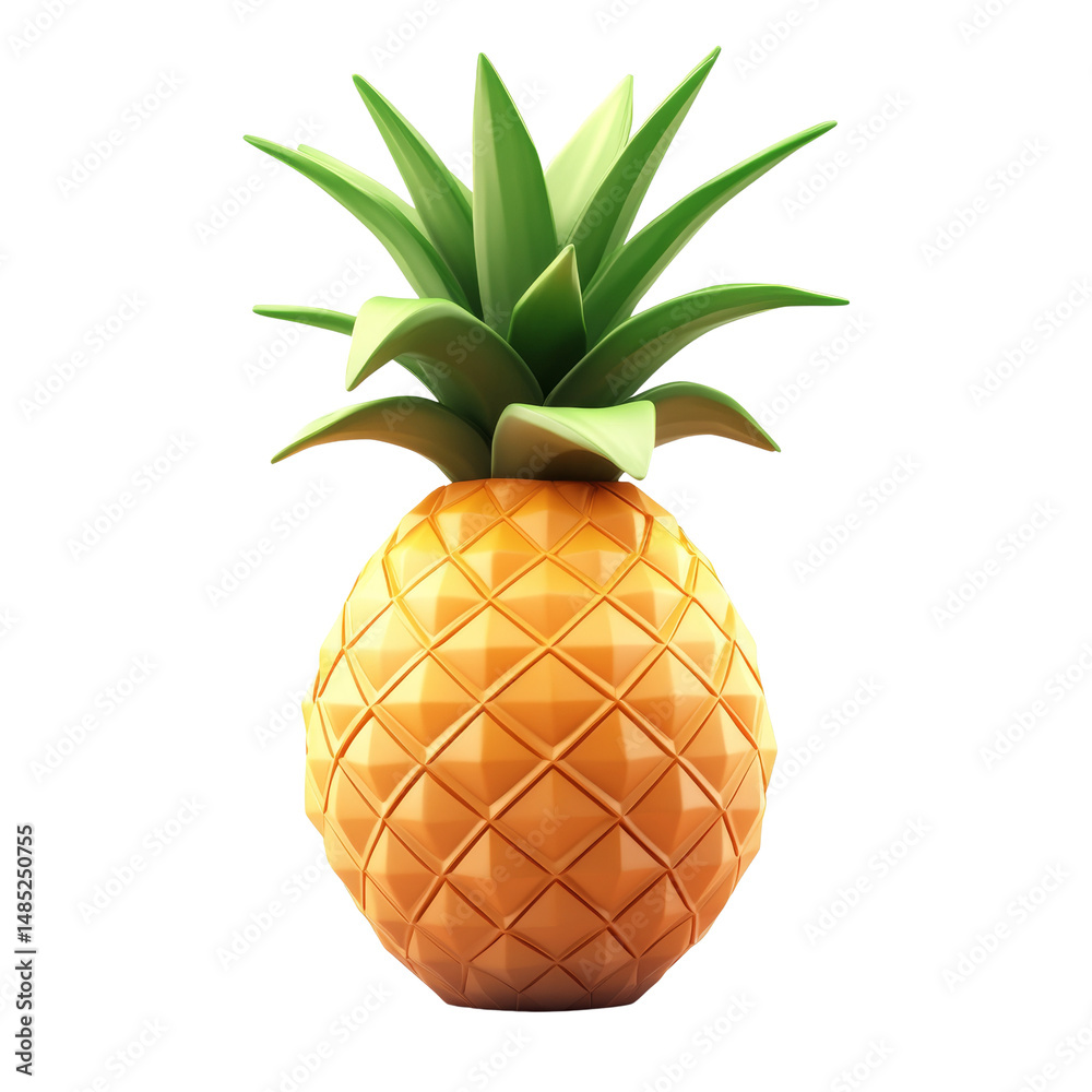 Poster stylized pineapple rendered with a vibrant color palette and geometric design