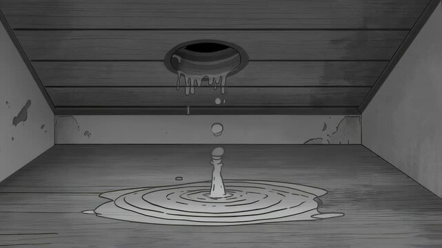 Monochromatic Drip: A Leaky Roof's Melancholic Tale
