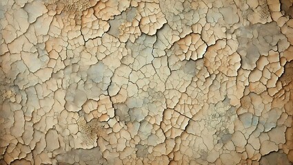 Crackle effect background with fine cracks, aged texture. Natural tones of beige, brown gray pastels. The pattern resembles old paint, aged paper, or ceramic glaze, evoking a vintage, antique feel."