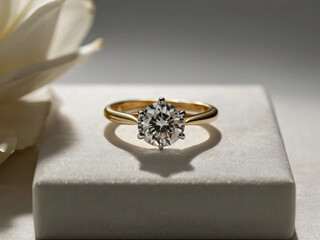 Wedding ring with a diamond that catches the light