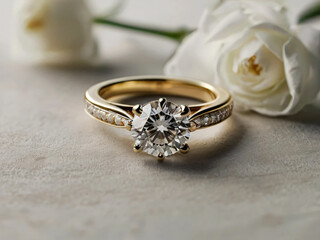Wedding ring with a diamond that catches the light