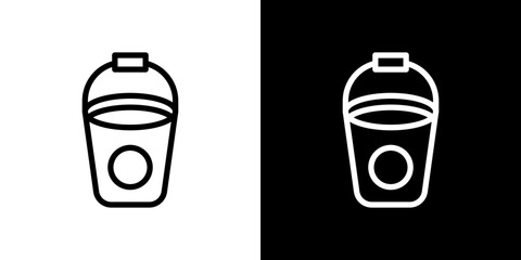 Water bucket icon line art, vector set