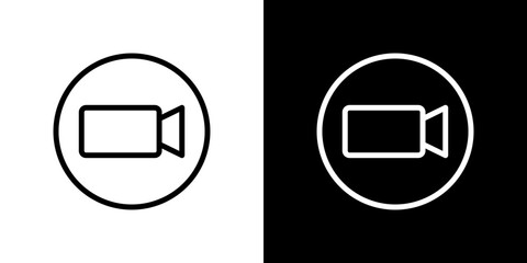 Video call icon line art, vector set