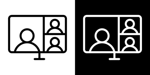 Video chat icon line art, vector set